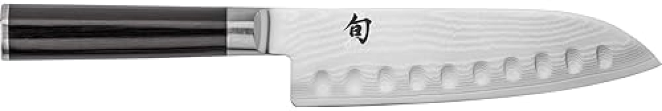 Shun Classic 7" Hollow Ground Santoku Knife - Handcrafted Japanese VG-MAX Core Damascus Steel, Pakkawood Handle