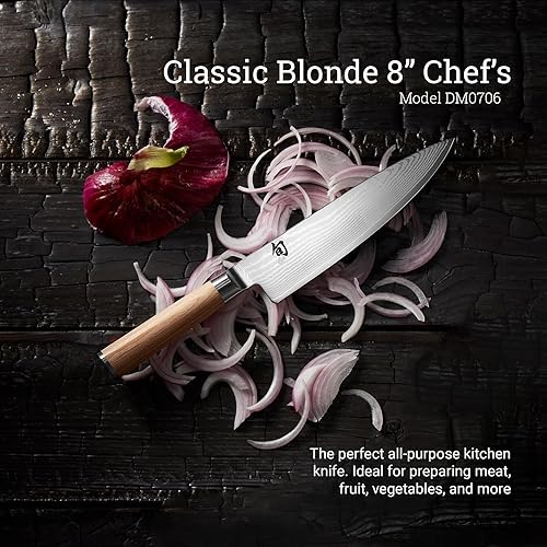Shun Classic Blonde 8" Chef's Knife - Japanese VG-MAX Blade, Damascus Clad, Pakkawood Handle