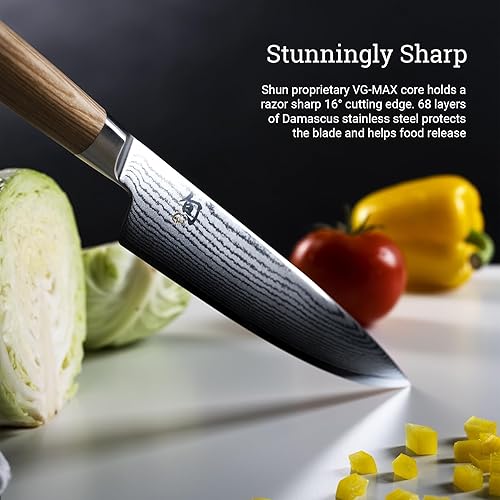 Shun Classic Blonde 8" Chef's Knife - Japanese VG-MAX Blade, Damascus Clad, Pakkawood Handle