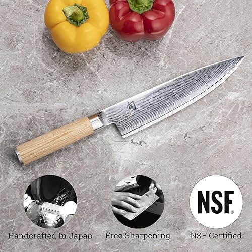 Shun Classic Blonde 8" Chef's Knife - Japanese VG-MAX Blade, Damascus Clad, Pakkawood Handle