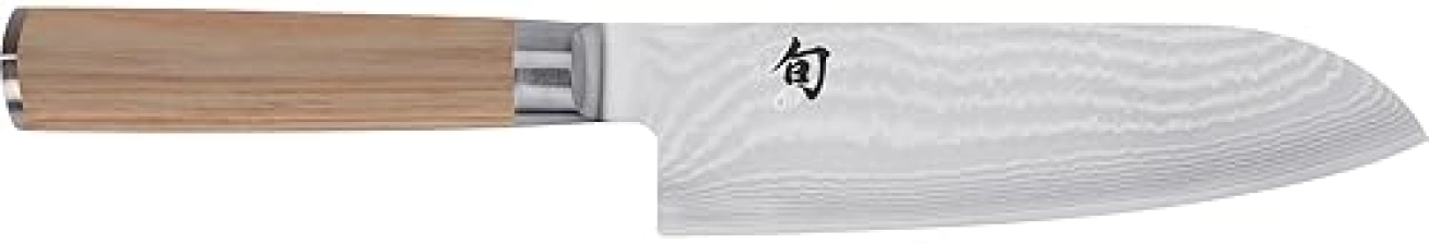 Shun Classic Blonde 7" Santoku Knife: VG-MAX Core, Damascus Steel Cladding, Pakkawood Handle