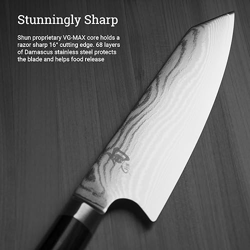 Shun Classic 8" Kiritsuke Knife: Japanese VG-MAX Kitchen Knife for Chefs, Damascus Steel, Pakkawood Handle