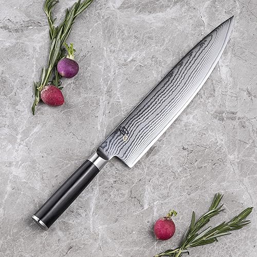 Shun Classic 10" Chef's Knife - Handcrafted Japanese Kitchen Knife for Pro & Home Chefs, VG-MAX Core, Damascus Steel