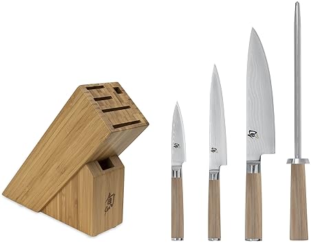 Shun Classic Blonde 5-Piece Knife Set with Japanese Damascus Steel Blades