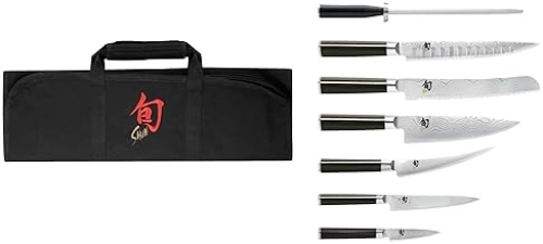 Shun Classic 8-Piece Student Knife Set with Japanese Damascus Steel, Pakkawood Handle
