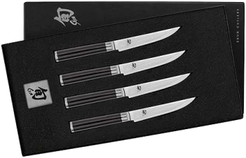 Shun Classic 4-Piece Steak Knife Set, Handcrafted Japanese VG-MAX Core, Damascus Stainless Steel
