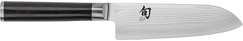 Shun Classic 5.5" Santoku Knife with VG-MAX Core and Damascus Cladding, Pakkawood Handle: Versatile Japanese Cutting Tool