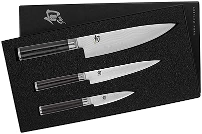 Shun Classic 3-Piece Japanese Knife Set with VG-MAX Core & Damascus Steel Cladding