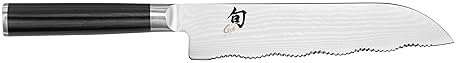 Shun Classic 7" Master Serrated Utility Knife - Handcrafted Japanese VG-MAX Damascus Steel - Pakkawood Handle - Precision for Chefs