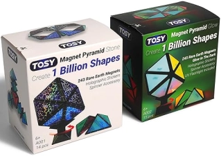 Robofı llc TOSY Magnet Pyramid - Transforming Cube Toy with 243 Magnets, Glowing Holographic Design