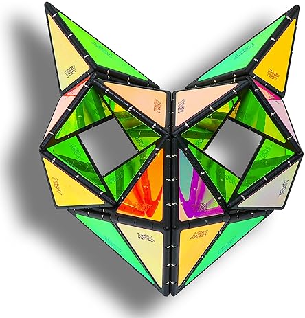 Robofı llc TOSY Magnet Pyramid - Transforming Cube Toy with 243 Magnets, Glowing Holographic Design