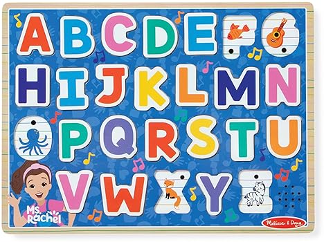 Melissa & Doug® Ms. Rachel™ Wooden Phonics Alphabet Puzzle with Light-Activated Sound Effects - 24-Piece Toddler Toy, Ages 2+