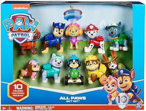 Spin Master Paw Patrol 10th Anniversary Toy Figures Gift Pack - 10 Collectible Action Figures for Kids 3+
