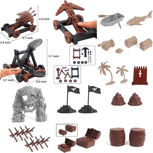 Plustopoy Medieval Castle Knight Toy Set with 20 Piracies, 12 Soldiers, 8 Cavalry - Middle Ages DIY Building Kit