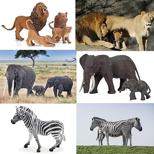 BOLZRA SAFARI ZOO ANIMALS FIGURES TOY SET - 14 REALISTIC AFRICAN WILDLIFE FIGURINES FOR KIDS