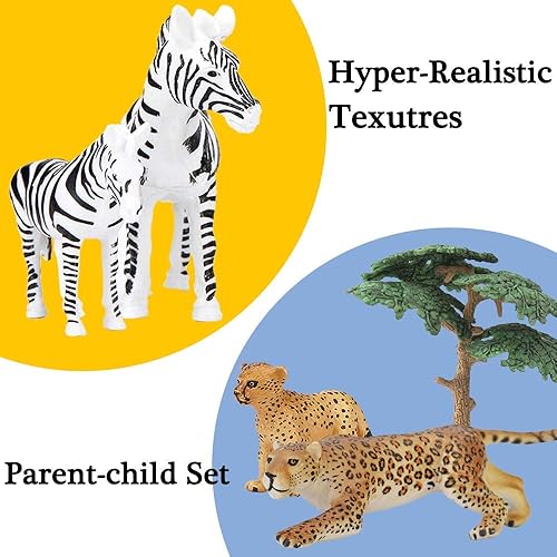 BOLZRA SAFARI ZOO ANIMALS FIGURES TOY SET - 14 REALISTIC AFRICAN WILDLIFE FIGURINES FOR KIDS