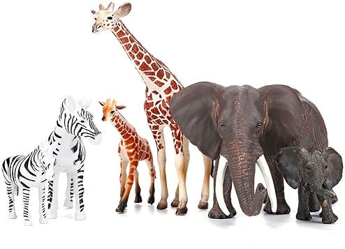 BOLZRA SAFARI ZOO ANIMALS FIGURES TOY SET - 14 REALISTIC AFRICAN WILDLIFE FIGURINES FOR KIDS