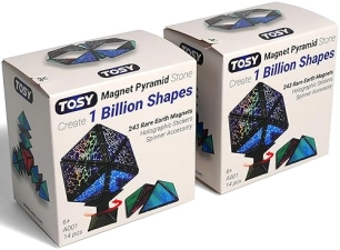 Robofı llc Magnetic Pyramid Stone Cube - Transformable Puzzle Toy, 243 Magnets, Holographic Design, 2-Pack