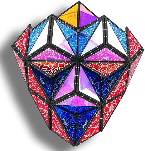 Robofı llc Magnetic Pyramid Stone Cube - Transformable Puzzle Toy, 243 Magnets, Holographic Design, 2-Pack