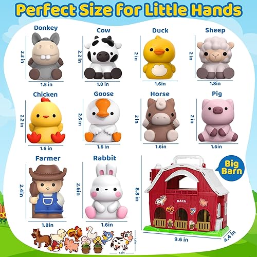 RED BARN FARM ANIMAL PLAYSET FOR 1-3 YEAR OLDS, MONTESSORI LEARNING TOYS
