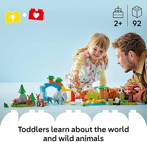 LEGO DUPLO Town 3-in-1 Wild Animal Families Building Toy Set for Toddlers - Educational Playset with 10 Animal Figures - Ages 2+ - Baby Gift Idea