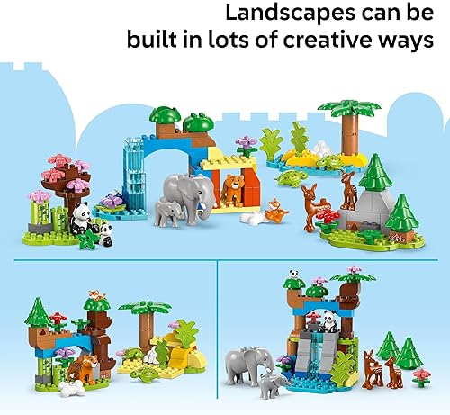 LEGO DUPLO Town 3-in-1 Wild Animal Families Building Toy Set for Toddlers - Educational Playset with 10 Animal Figures - Ages 2+ - Baby Gift Idea