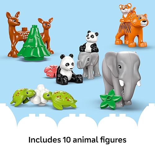 LEGO DUPLO Town 3-in-1 Wild Animal Families Building Toy Set for Toddlers - Educational Playset with 10 Animal Figures - Ages 2+ - Baby Gift Idea