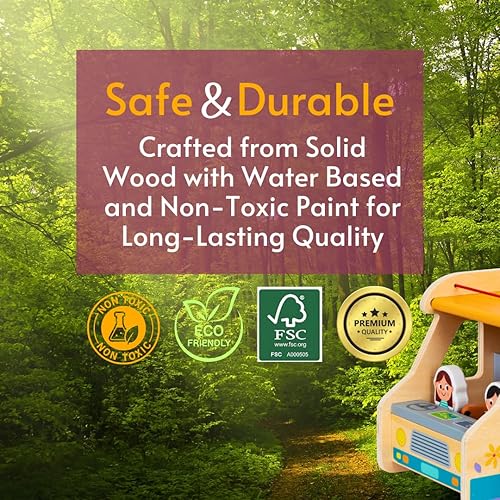 Montessori Wooden RV Toy Set for Toddlers 1-3, 13PC Camper Playset with Figures & Accessories"