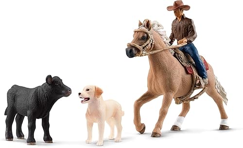 Schleich Farm World Rodeo Toy Set - Cowboy, Rider, Horse - Western Riding Adventures