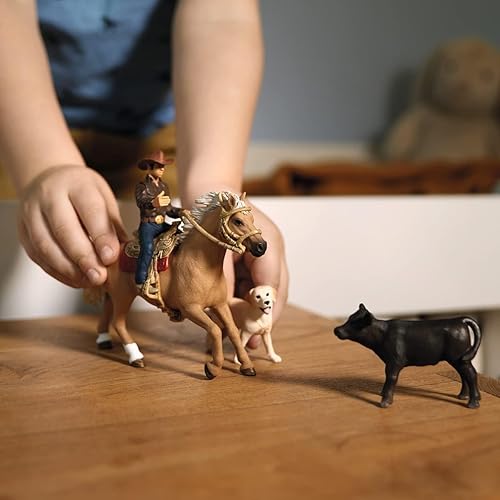Schleich Farm World Rodeo Toy Set - Cowboy, Rider, Horse - Western Riding Adventures