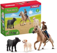 Schleich Farm World Rodeo Toy Set - Cowboy, Rider, Horse - Western Riding Adventures