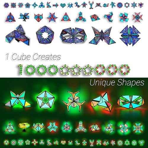 Robofı LLC Magnetic Pyramid Stone Toy - 1 Cube Transforms into 1 Billion Shapes, Easter Kids/Teens Gift, 243 Magnets, Holographic Design