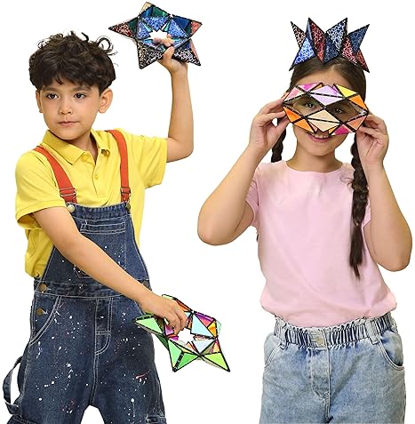 Robofı LLC Magnetic Pyramid Stone Toy - 1 Cube Transforms into 1 Billion Shapes, Easter Kids/Teens Gift, 243 Magnets, Holographic Design