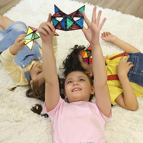Robofı LLC Magnetic Pyramid Stone Toy - 1 Cube Transforms into 1 Billion Shapes, Easter Kids/Teens Gift, 243 Magnets, Holographic Design