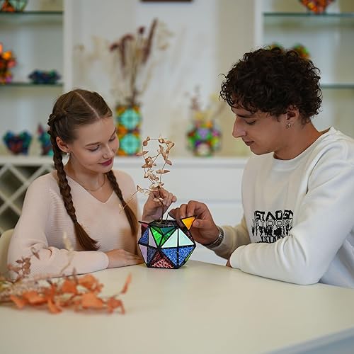 Robofı LLC Magnetic Pyramid Stone Toy - 1 Cube Transforms into 1 Billion Shapes, Easter Kids/Teens Gift, 243 Magnets, Holographic Design