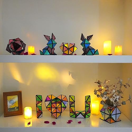 Robofı LLC Magnetic Pyramid Stone Toy - 1 Cube Transforms into 1 Billion Shapes, Easter Kids/Teens Gift, 243 Magnets, Holographic Design