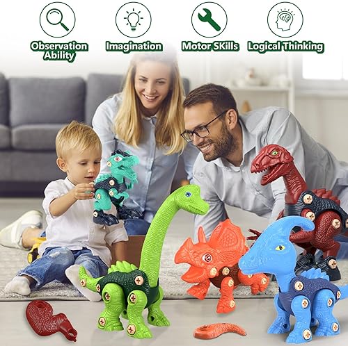 JASONWELL KIDS DINOSAUR BUILDING TOY SET - EDUCATIONAL STEM CONSTRUCTION KIT FOR BOYS & GIRLS AGES 3-8+