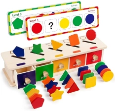 Montessori Wooden Shape Sorting Box Game for 3-5 Year-Olds