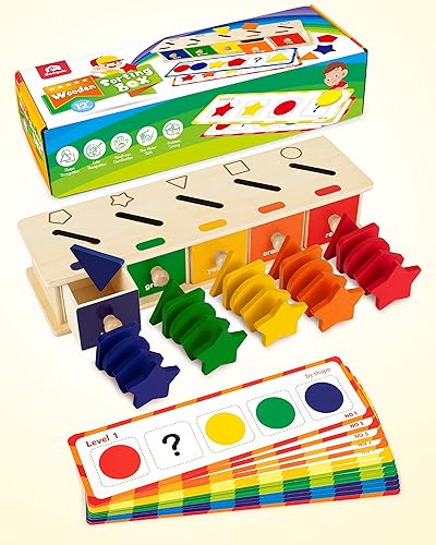 Montessori Wooden Shape Sorting Box Game for 3-5 Year-Olds