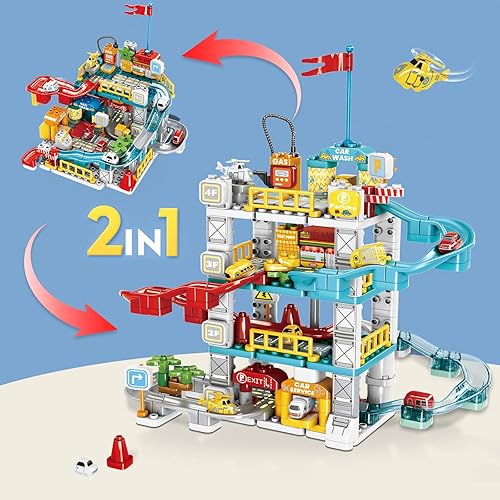 SPOBOT 212 PCS 2-IN-1 RACE TRACK PLAY SET FOR KIDS | EDUCATIONAL CONSTRUCTION TOY FOR BOYS & GIRLS 3-8 YEARS