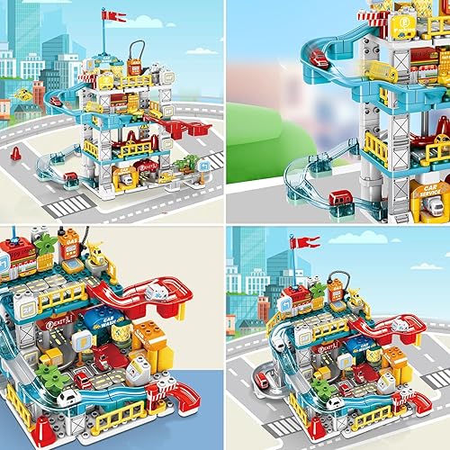 SPOBOT 212 PCS 2-IN-1 RACE TRACK PLAY SET FOR KIDS | EDUCATIONAL CONSTRUCTION TOY FOR BOYS & GIRLS 3-8 YEARS