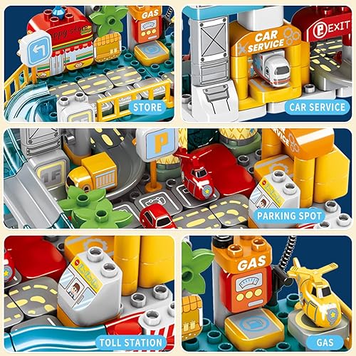 SPOBOT 212 PCS 2-IN-1 RACE TRACK PLAY SET FOR KIDS | EDUCATIONAL CONSTRUCTION TOY FOR BOYS & GIRLS 3-8 YEARS