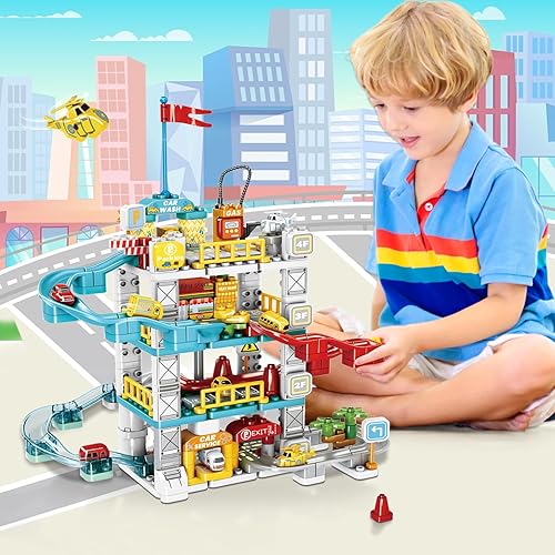 SPOBOT 212 PCS 2-IN-1 RACE TRACK PLAY SET FOR KIDS | EDUCATIONAL CONSTRUCTION TOY FOR BOYS & GIRLS 3-8 YEARS