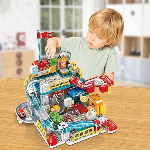 SPOBOT 212 PCS 2-IN-1 RACE TRACK PLAY SET FOR KIDS | EDUCATIONAL CONSTRUCTION TOY FOR BOYS & GIRLS 3-8 YEARS