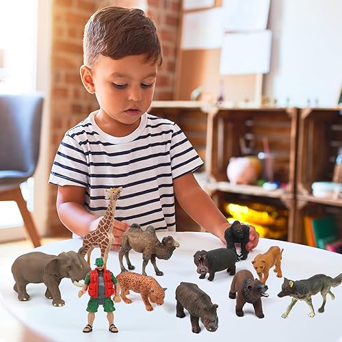 Peagrav Safari Animal Playset - Realistic Wild Ranger Adventure with African Jungle Animals for Kids
