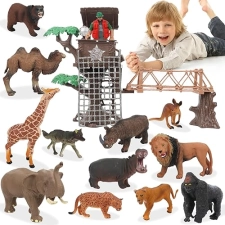 Peagrav Safari Animal Playset - Realistic Wild Ranger Adventure with African Jungle Animals for Kids