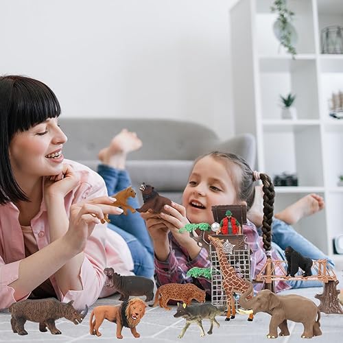 Peagrav Safari Animal Playset - Realistic Wild Ranger Adventure with African Jungle Animals for Kids