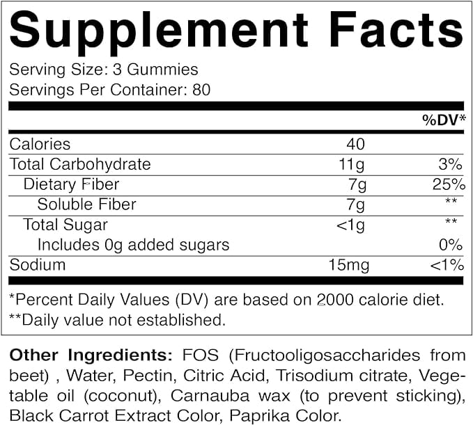 Vitamatic Prebiotic Fiber Gummies - 240 Pectin Based Gummies for Digestive Health