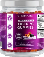 Vitamatic Prebiotic Fiber Gummies - 240 Pectin Based Gummies for Digestive Health
