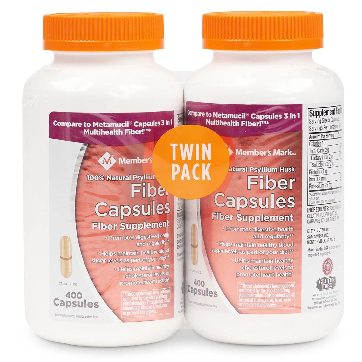 ASSORTIT M.M FIBER CAPSULES - 400 COUNT, PACK OF 2 - HIGH QUALITY SUPPLEMENT